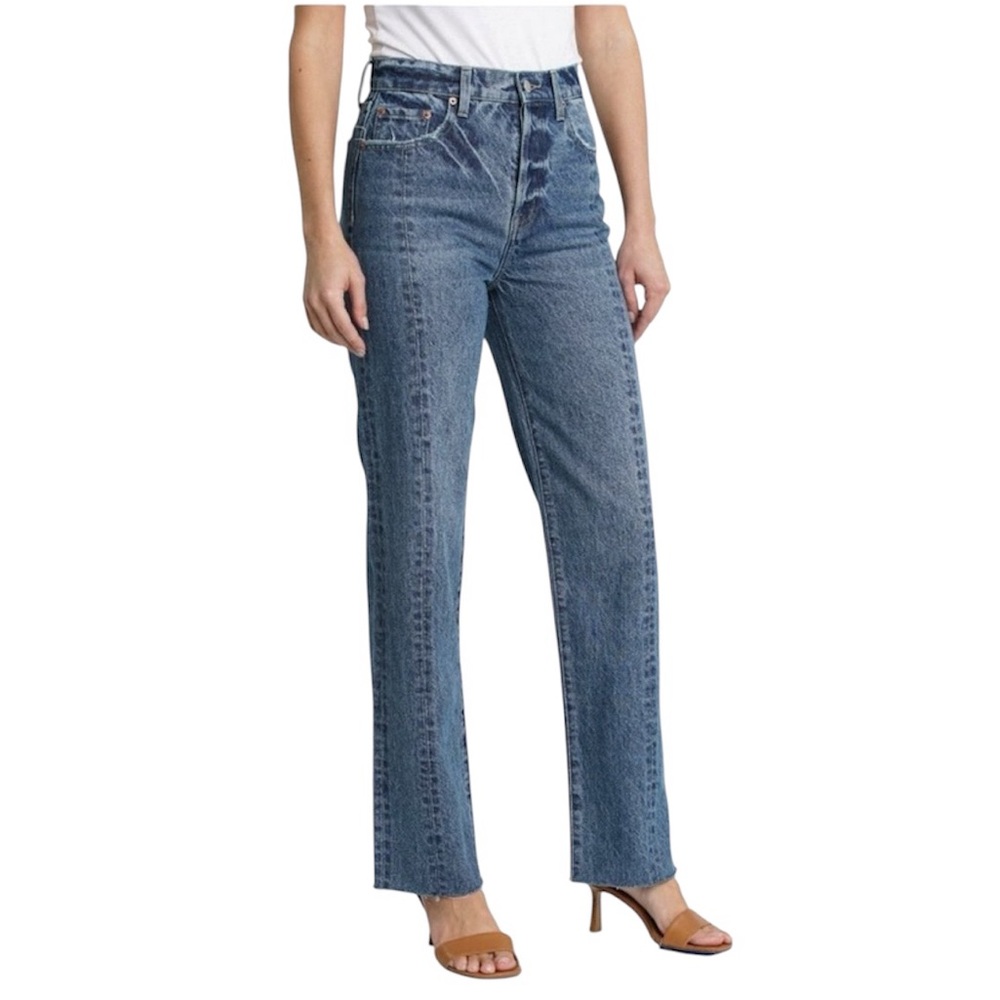 Pistola Cassie High Rise Straight Jeans Woodstock Wash Raw Hem Size 26